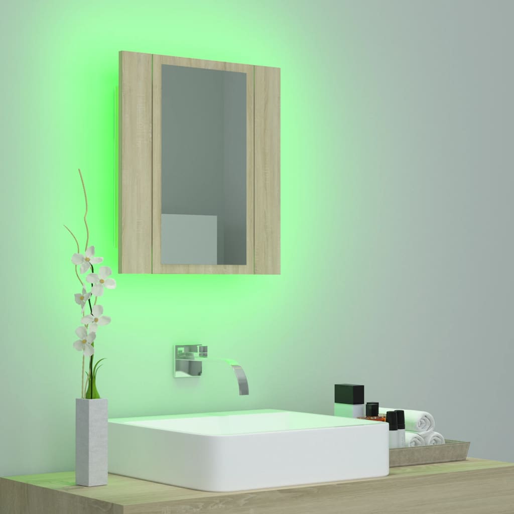 vidaXL Armoire de salle de bain à miroir à LED Chêne sonoma 40x12x45cm