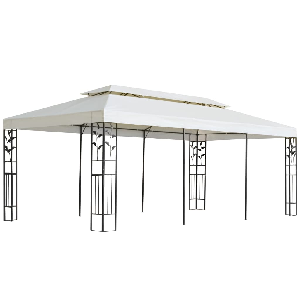 vidaXL Belvédère à double toit blanc 6x3 m acier