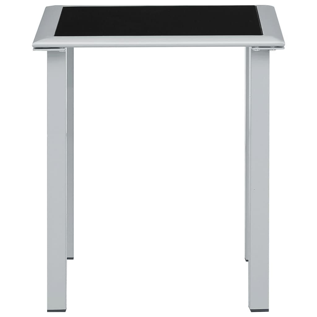 vidaXL Table de jardin Noir et argenté 41x41x45 cm Acier et verre