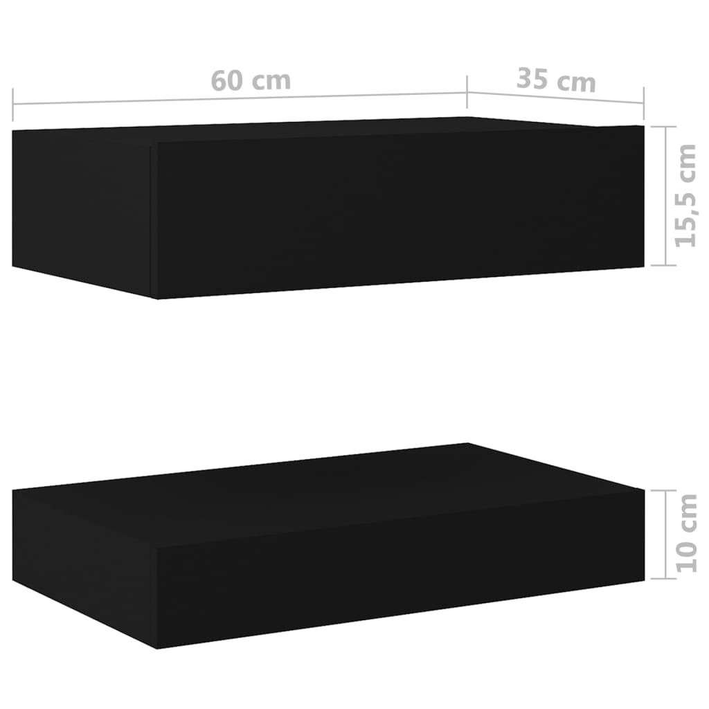 vidaXL Tables de chevet 2 pcs Noir 60x35 cm Aggloméré