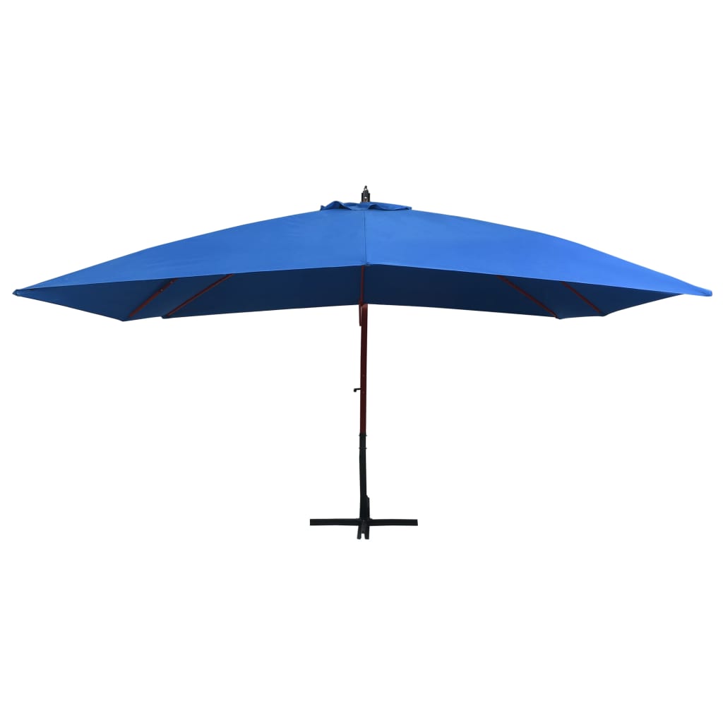 vidaXL Parasol suspendu avec mât en bois 400x300 cm Bleu