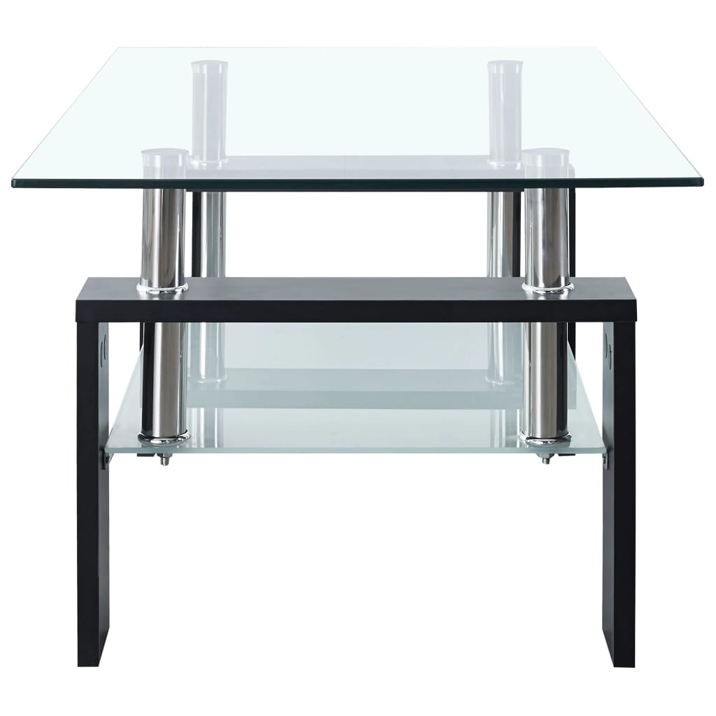vidaXL Table basse Noir et transparent 95x55x40 cm Verre trempé