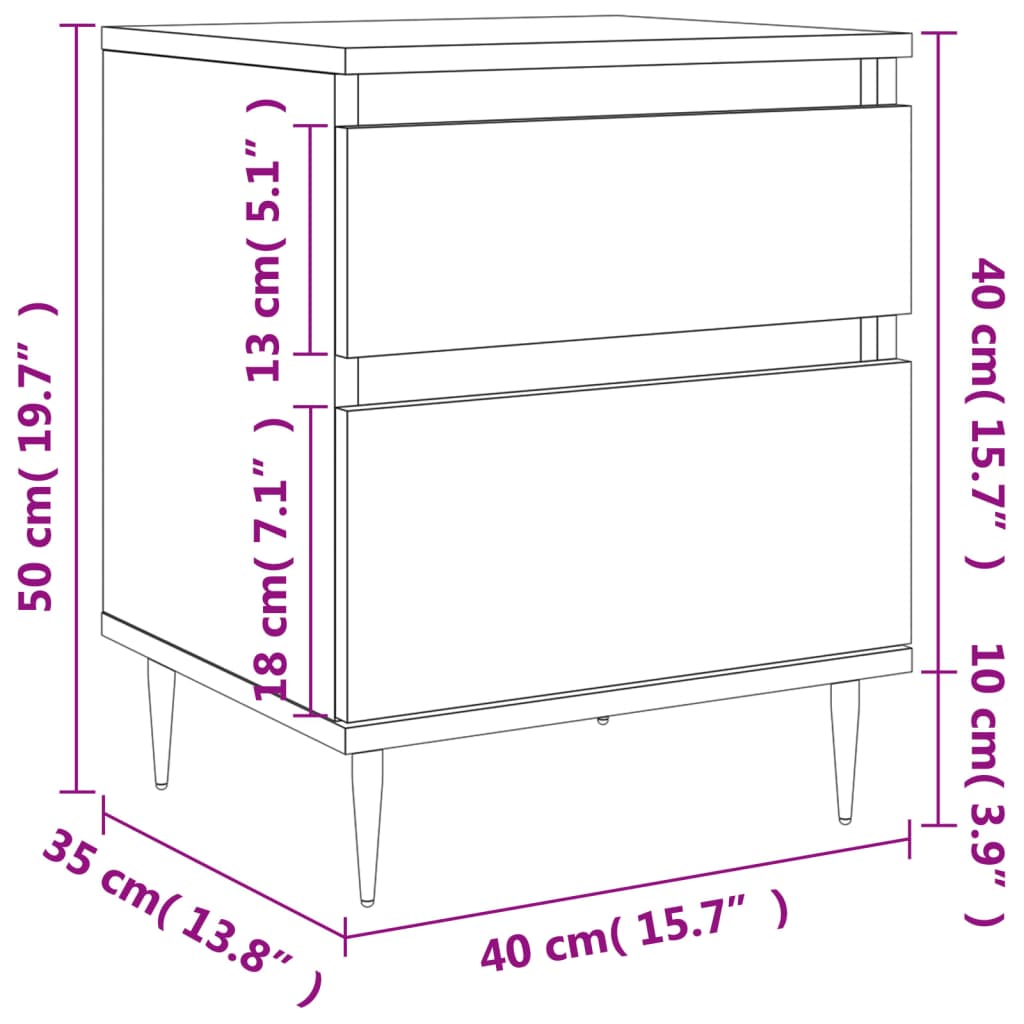 vidaXL Table de chevet chêne sonoma 40x35x50 cm bois d’ingénierie