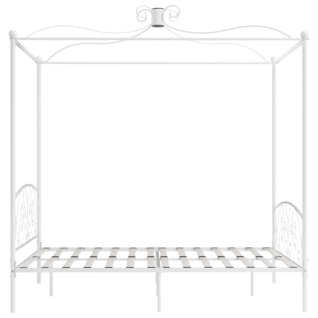 vidaXL Cadre de lit à baldaquin Blanc Métal 180 x 200 cm