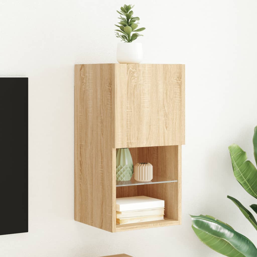 vidaXL Meuble TV avec lumières LED chêne sonoma 30,5x30x60 cm