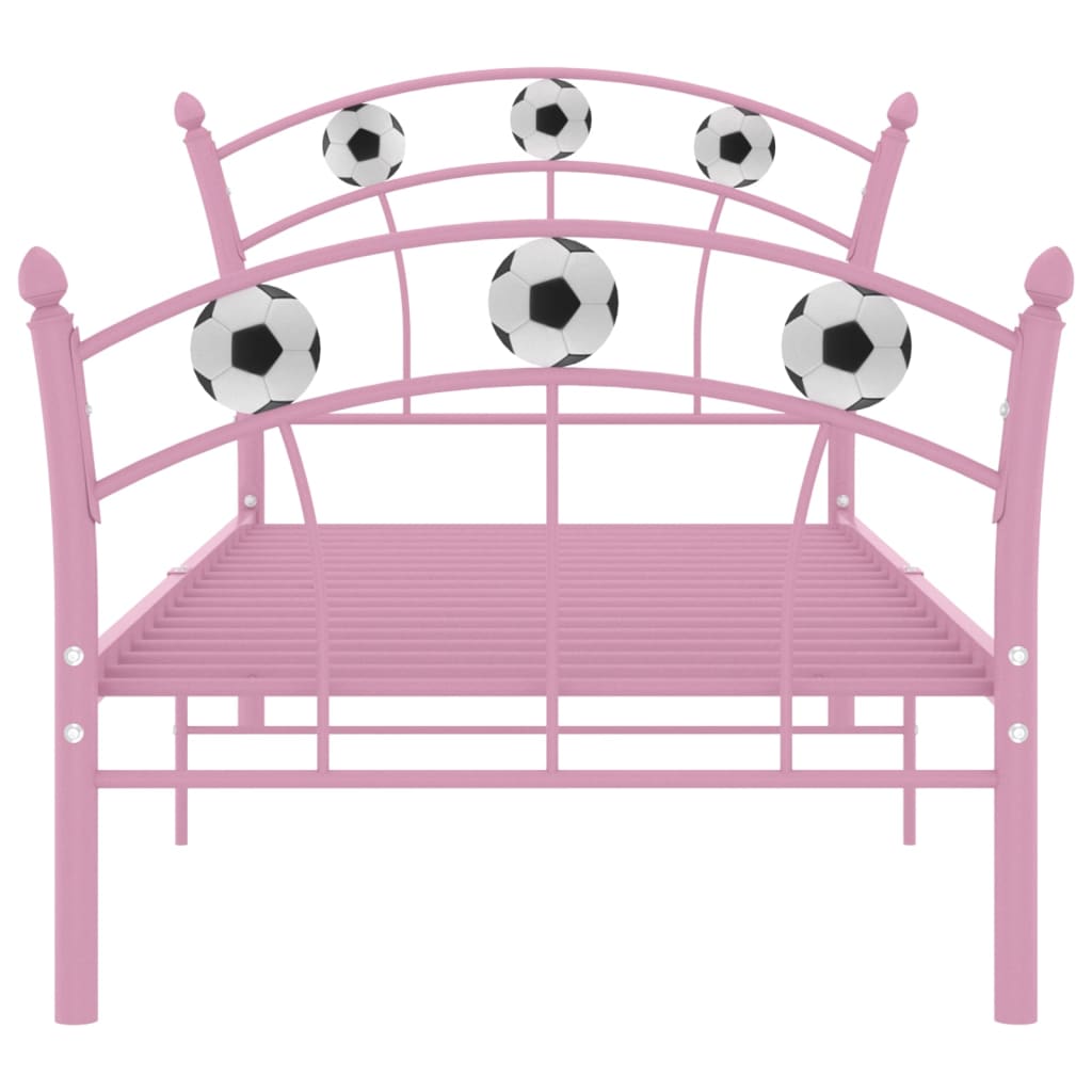vidaXL Cadre de lit avec design de football Rose Métal 90x200 cm