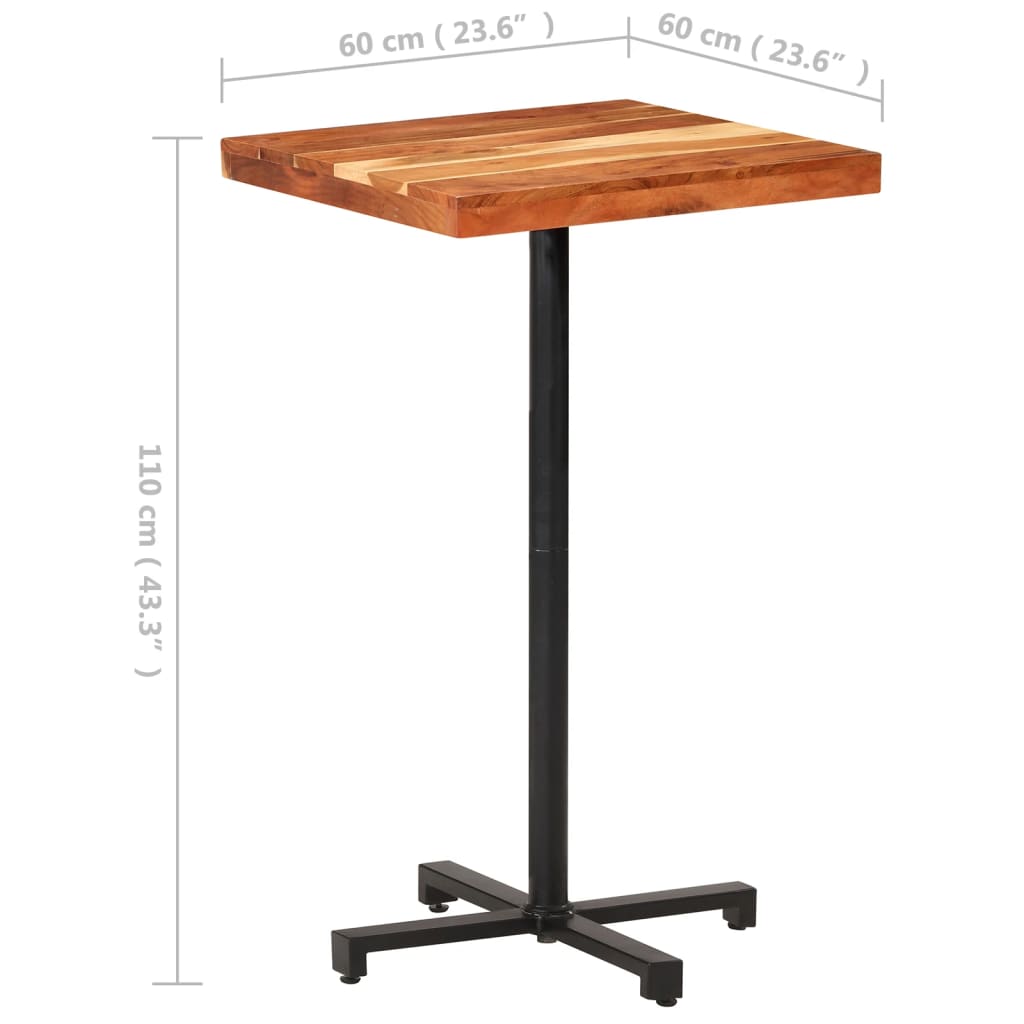 vidaXL Table de bar Carrée 60x60x110 cm Bois d'acacia massif