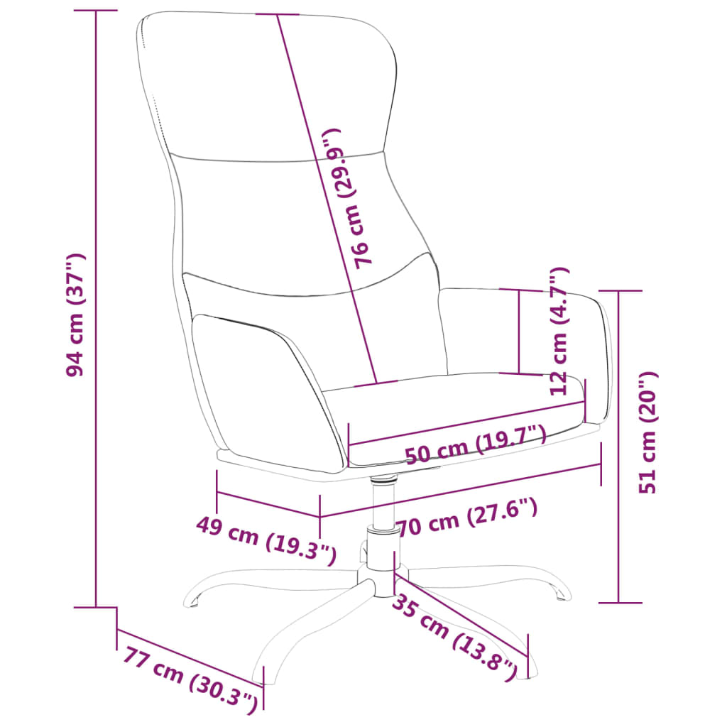 vidaXL Chaise de relaxation avec repose-pied Crème Tissu
