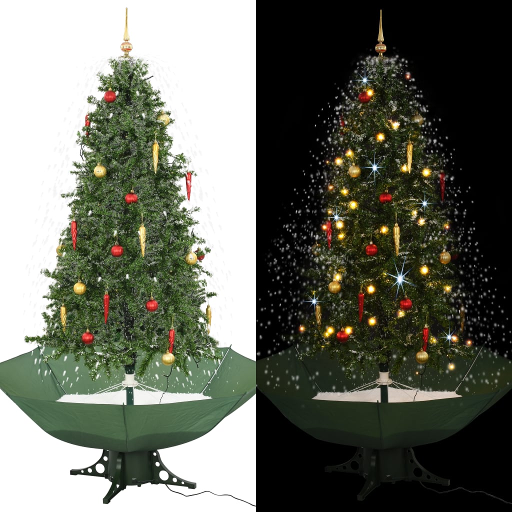 vidaXL Arbre de Noël neigeux avec base de parapluie Vert 190 cm