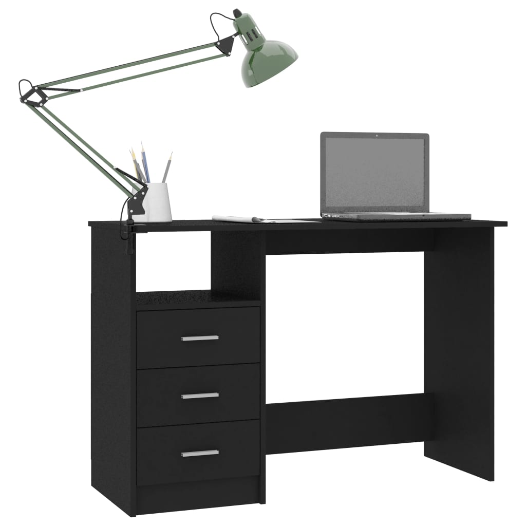 vidaXL Bureau avec tiroirs Noir 110x50x76 cm Aggloméré