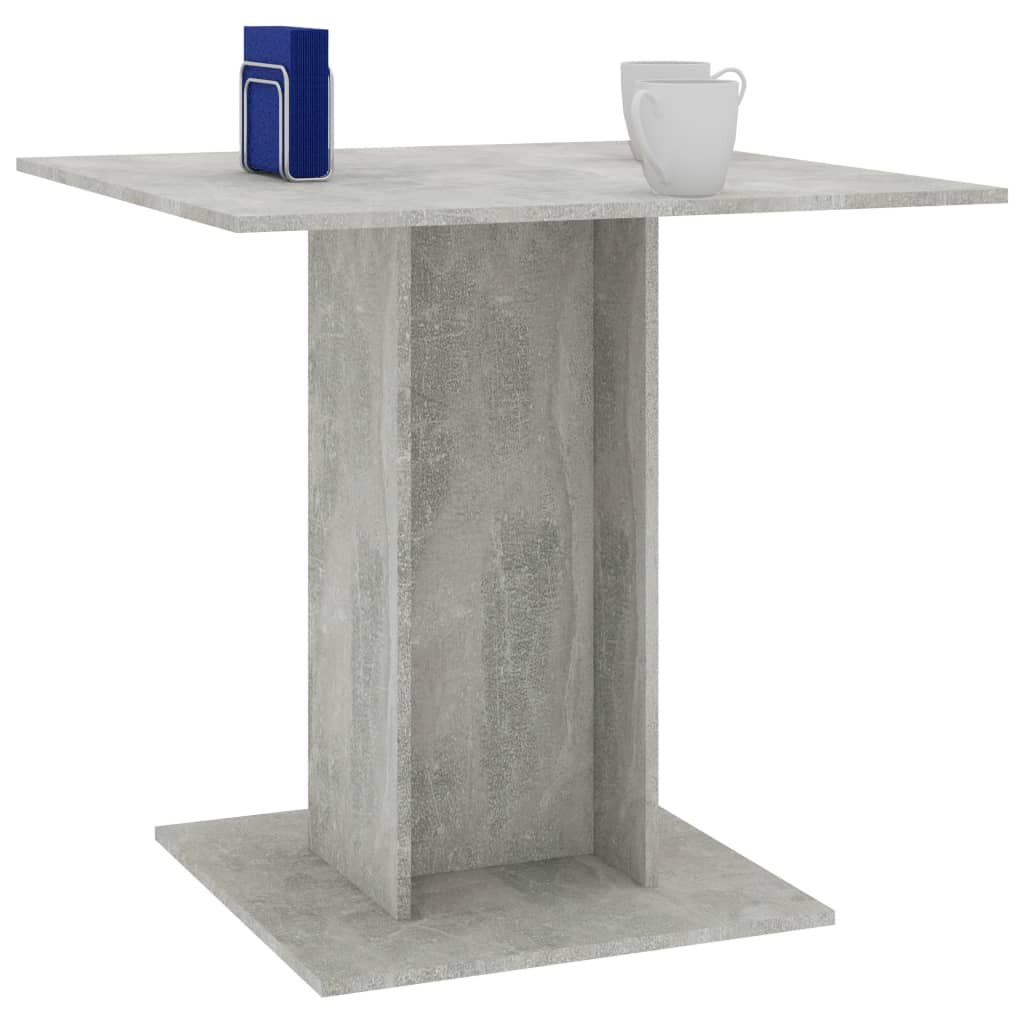 vidaXL Table à manger Gris béton 80x80x75 cm bois d'ingénierie