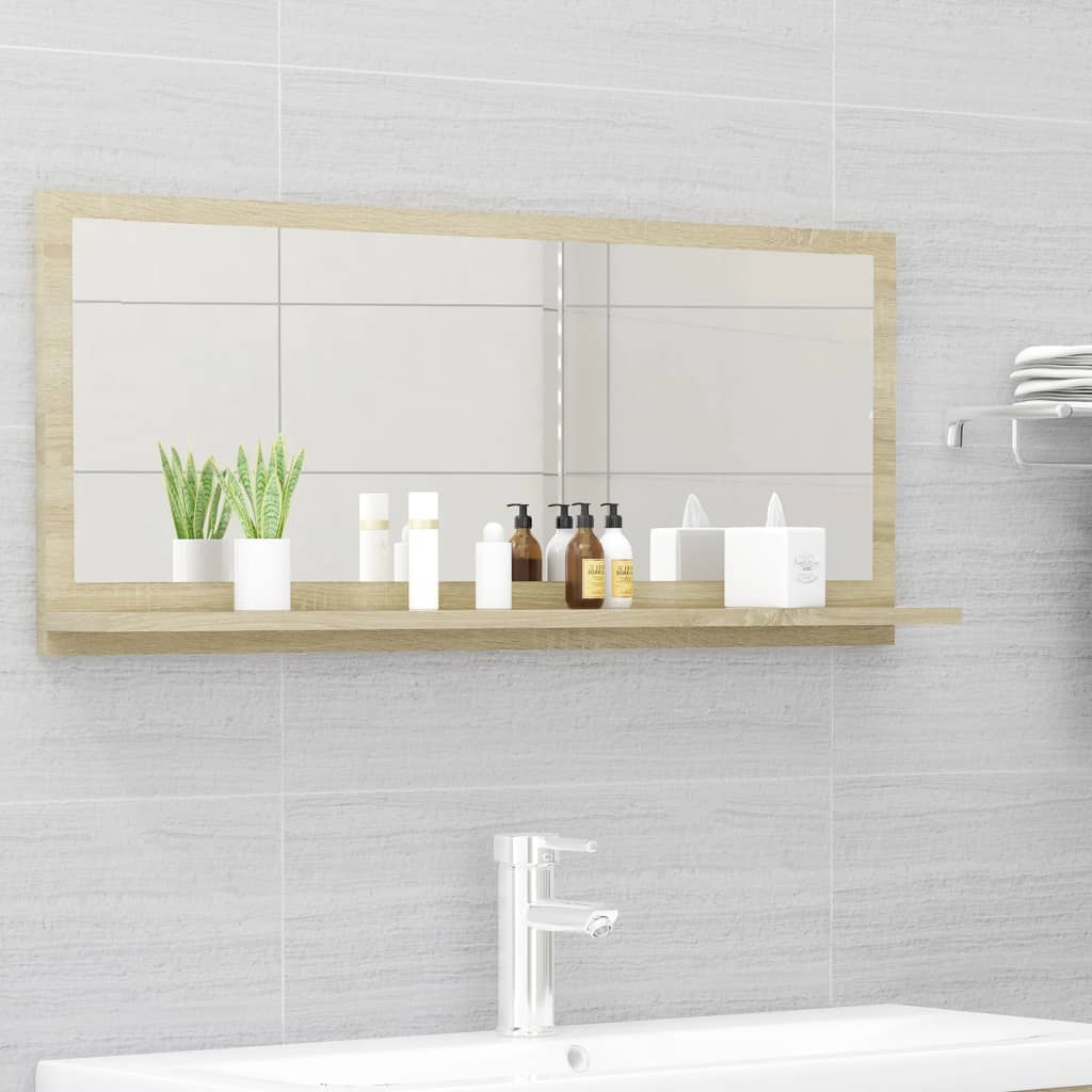 vidaXL Miroir de salle de bain Chêne sonoma 90x10,5x37 cm Aggloméré