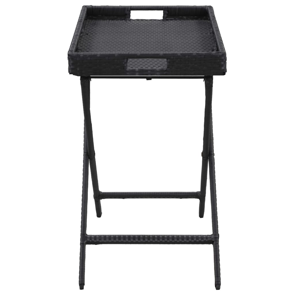 vidaXL Table pliable Noir 80x45x75 cm Résine tressée