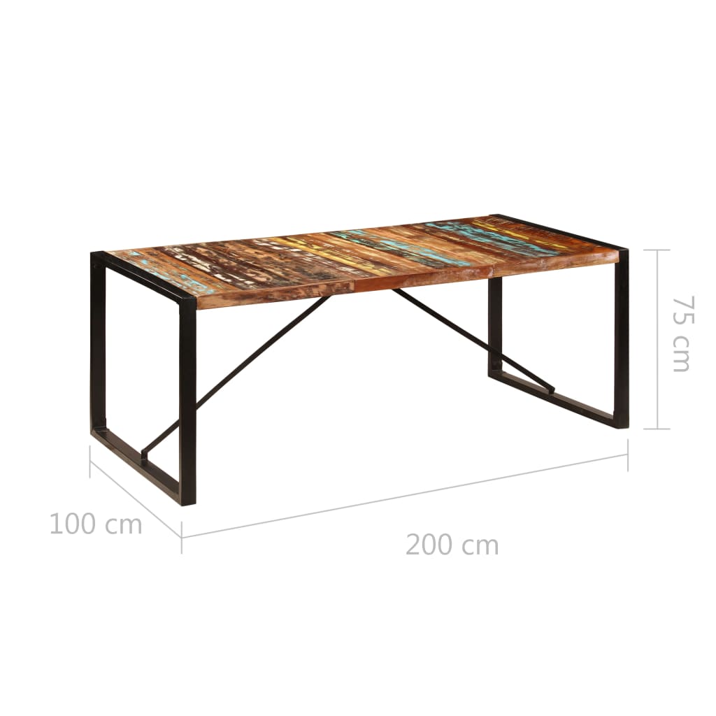 vidaXL Table à dîner 200x100x75 cm Bois de récupération solide