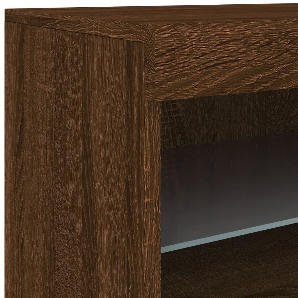 vidaXL Buffet avec lumières LED chêne marron 60x37x67 cm
