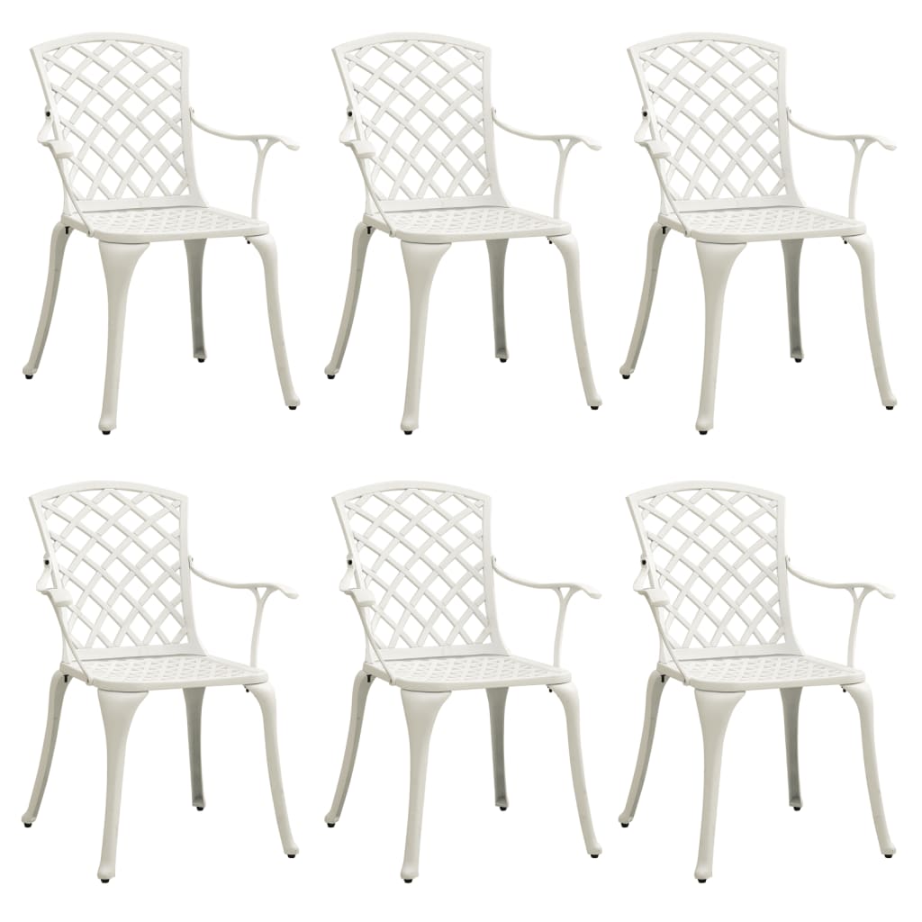vidaXL Chaises de jardin lot de 6 fonte d'aluminium blanc