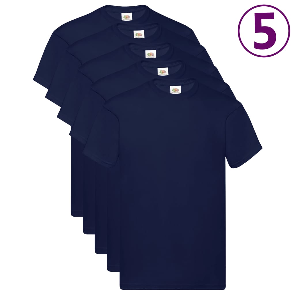 Fruit of the Loom T-shirts originaux 5 pcs Bleu marine 3XL Coton