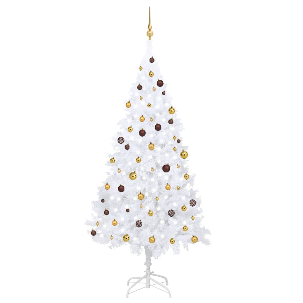 vidaXL Arbre de Noël artificiel pré-éclairé et boules blanc 240 cm