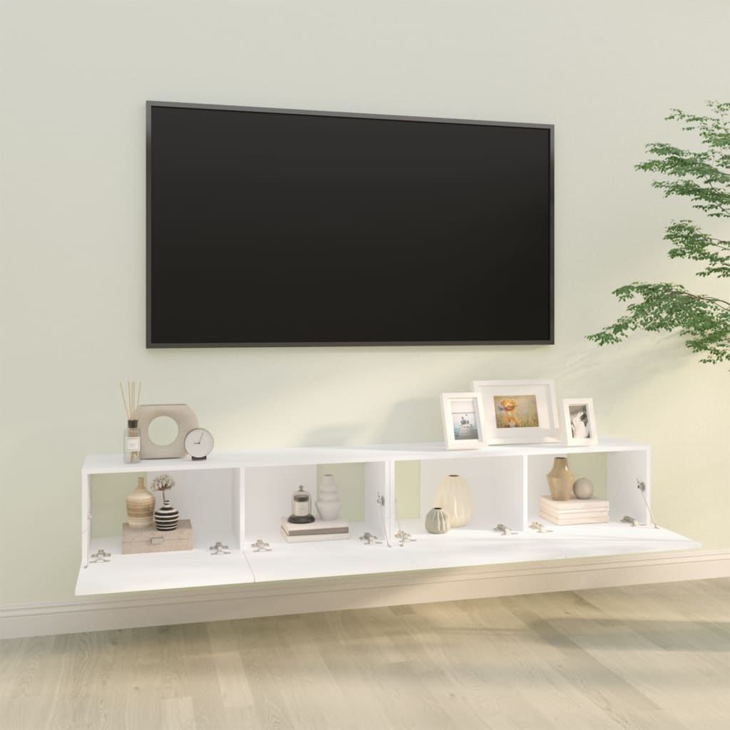 vidaXL Meubles TV muraux 2 pcs blanc 100x30x30 cm bois d'ingénierie