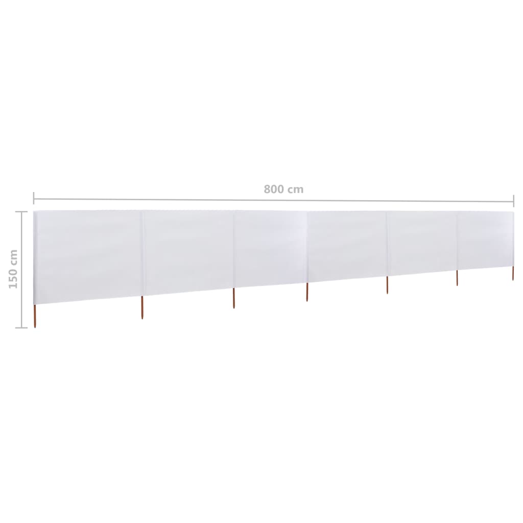 vidaXL Paravent 6 panneaux Tissu 800 x 120 cm Blanc sable