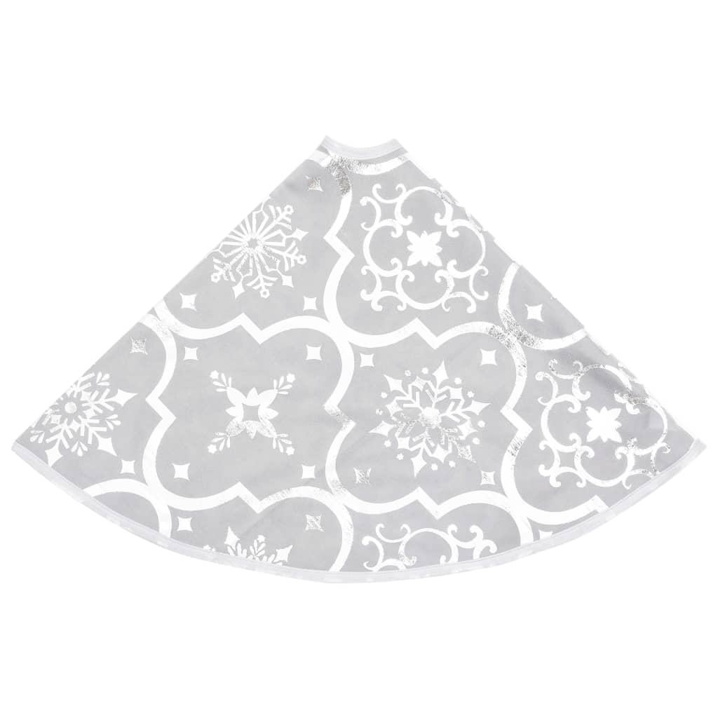 vidaXL Jupe de sapin de Noël de luxe avec chaussette Blanc 150cm Tissu