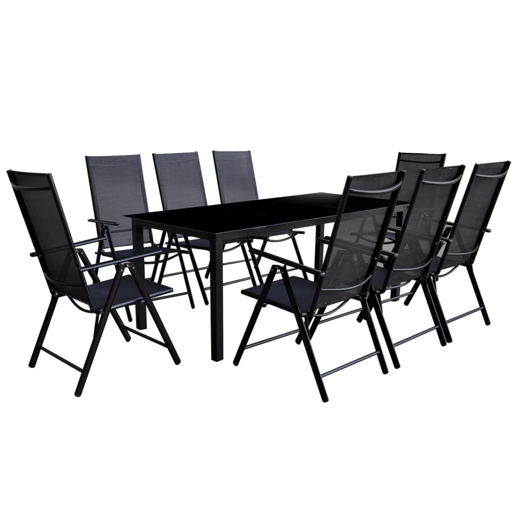 vidaXL Mobilier à dîner de jardin 9 pcs et chaises pliables Aluminium