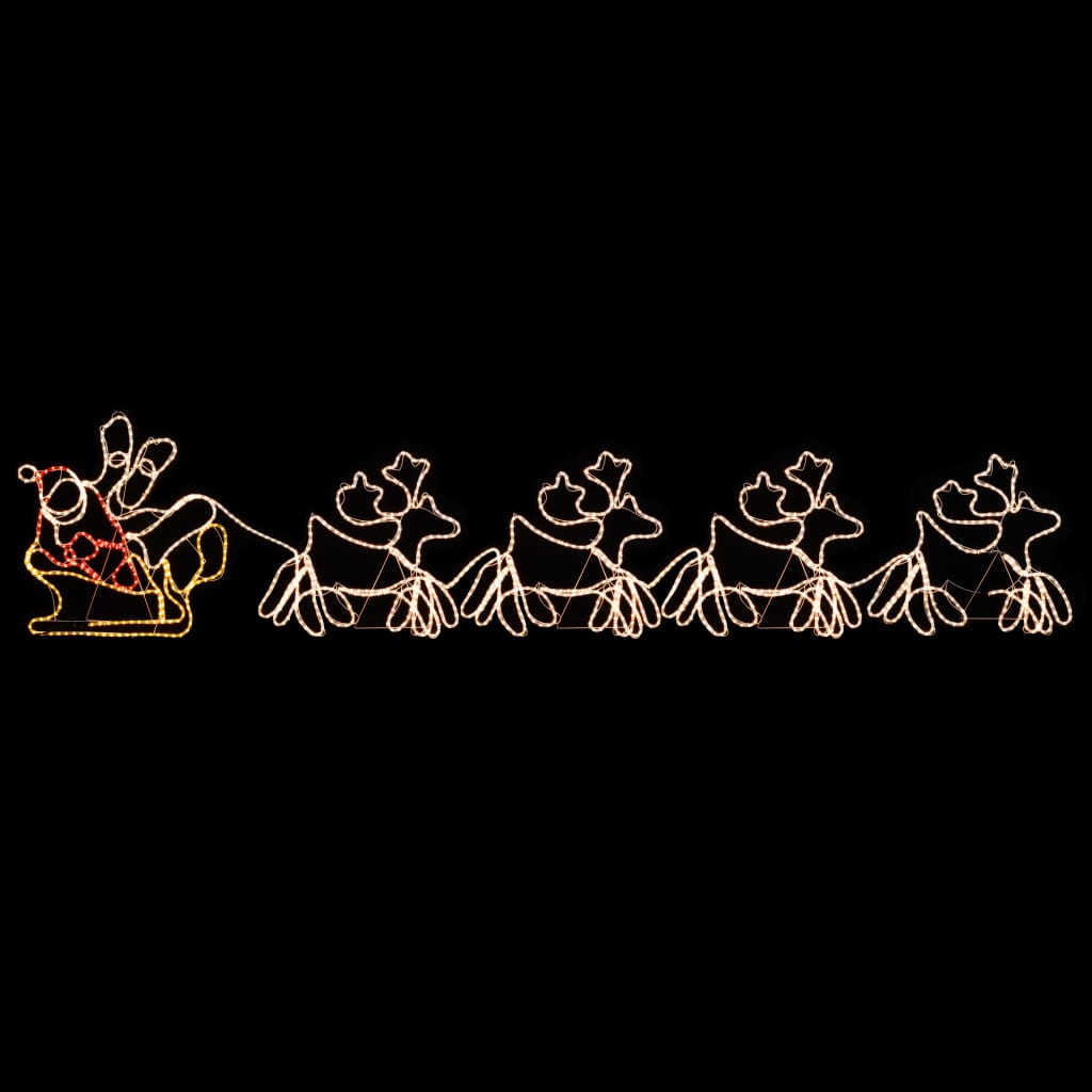 vidaXL Cordon lumineux de Noël 4 rennes et traîneau 1548 LED 500x80 cm