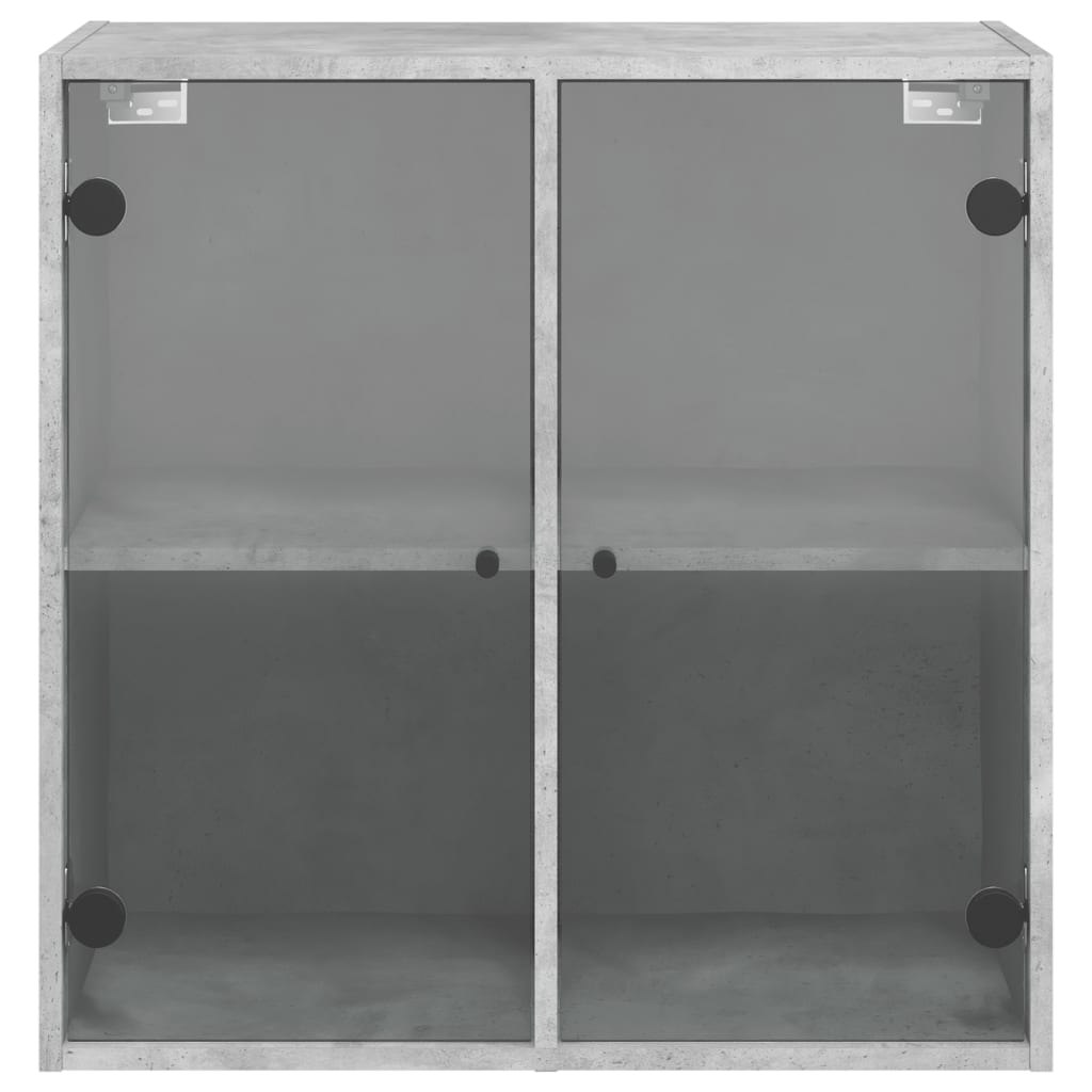 vidaXL Armoire murale avec portes en verre gris béton 68x37x68,5 cm