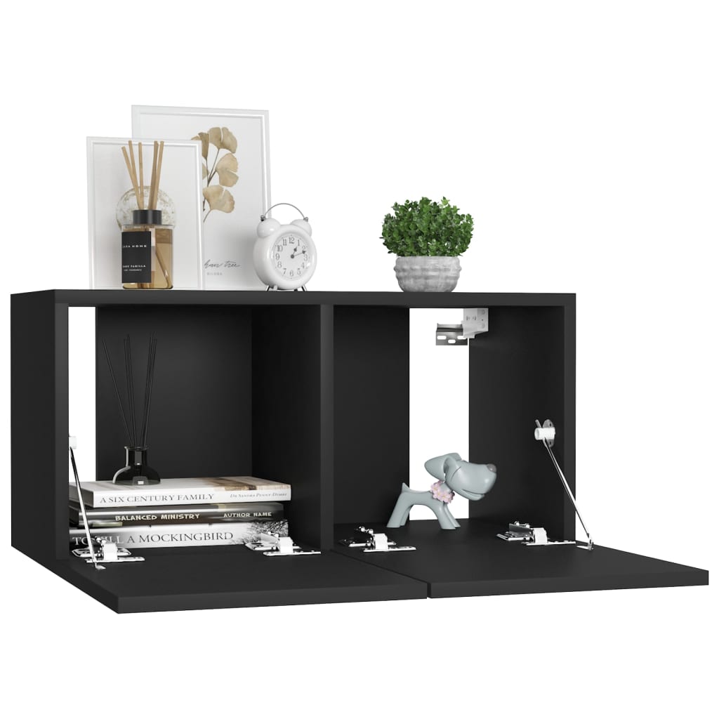 vidaXL Meuble TV suspendu Noir 60x30x30 cm
