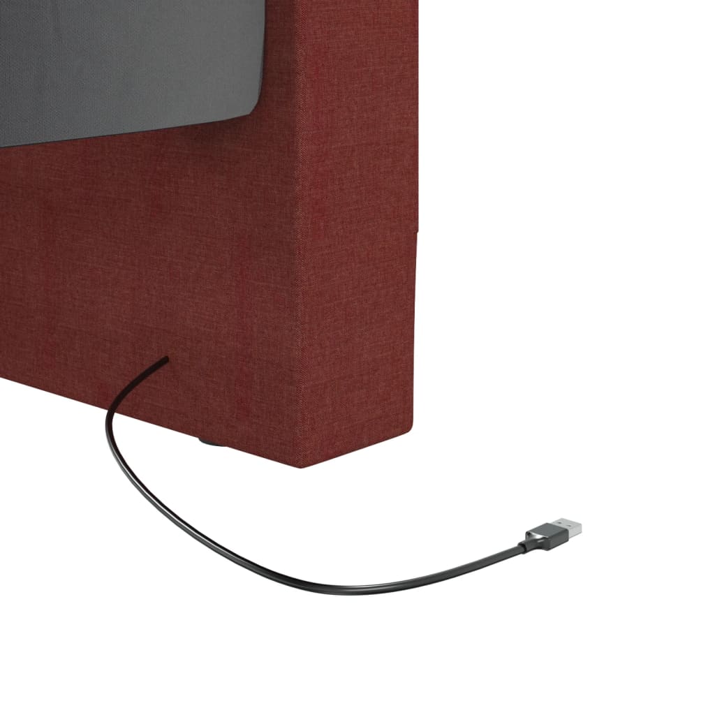 vidaXL Lit avec matelas et éclairage USB Rouge bordeaux Tissu 90x200cm