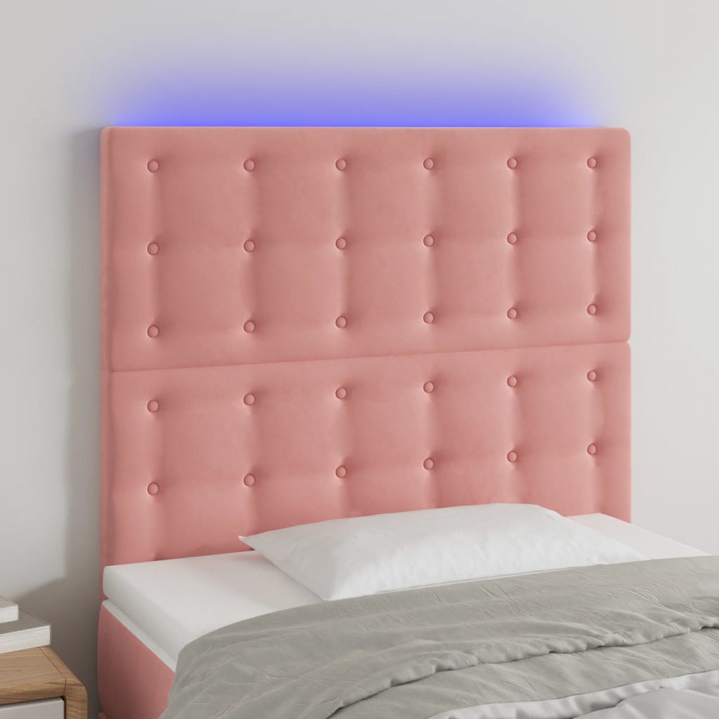 vidaXL Tête de lit à LED Rose 80x5x118/128 cm Velours