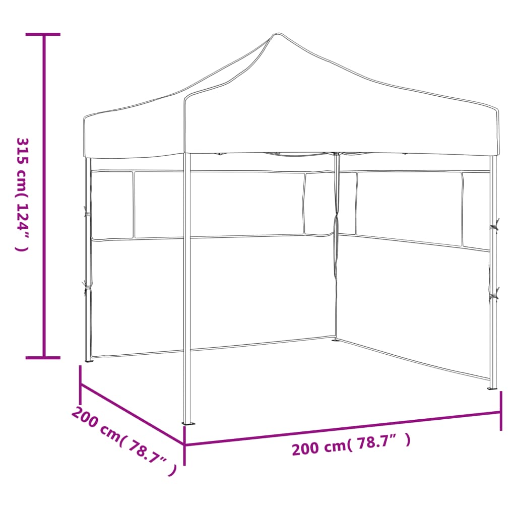 vidaXL Tente de réception pliable avec 2 parois 2x2 m Acier Bleu