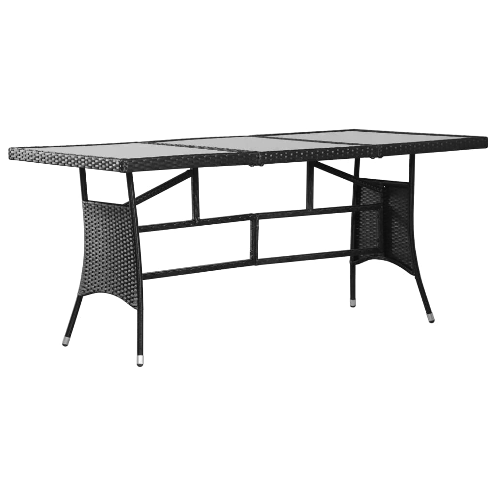 vidaXL Table de jardin Noir 170x80x74 cm Résine tressée