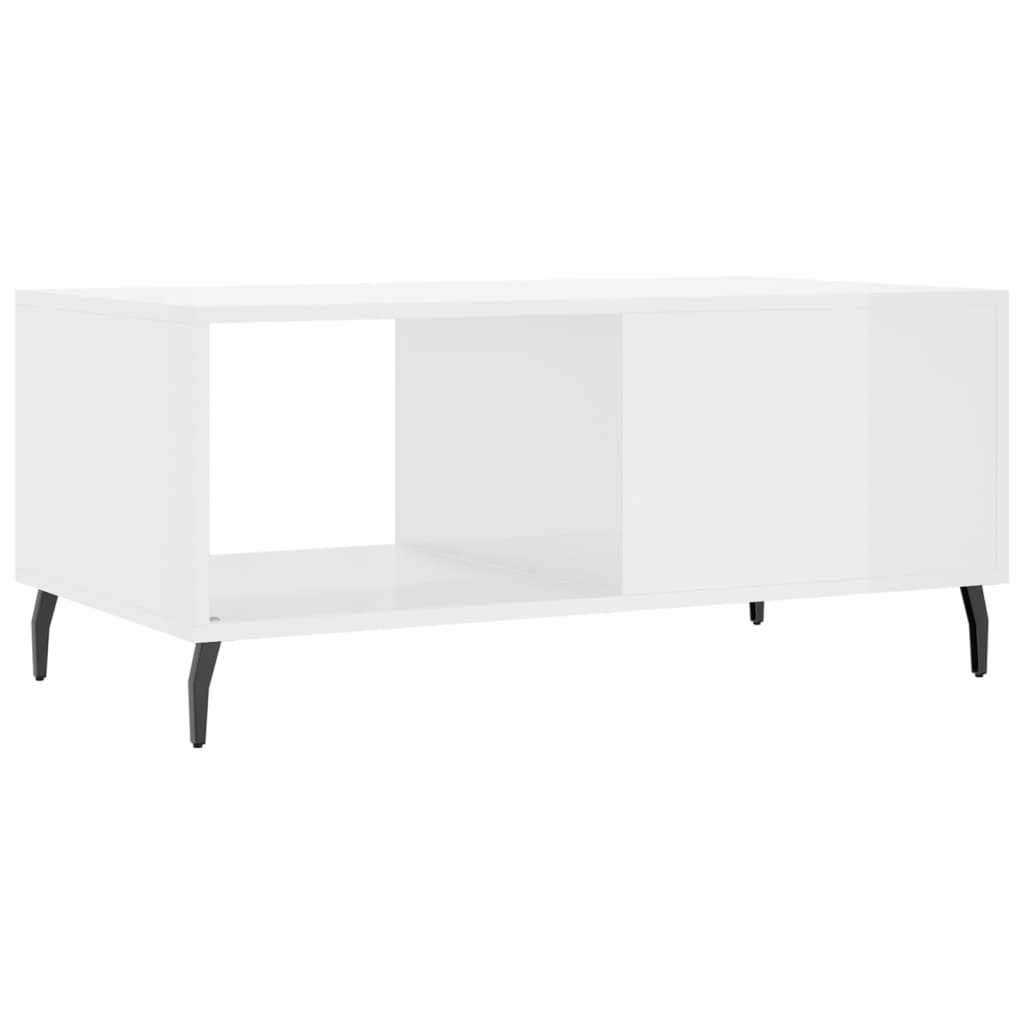 vidaXL Table basse Blanc brillant 90x50x40 cm Bois d'ingénierie