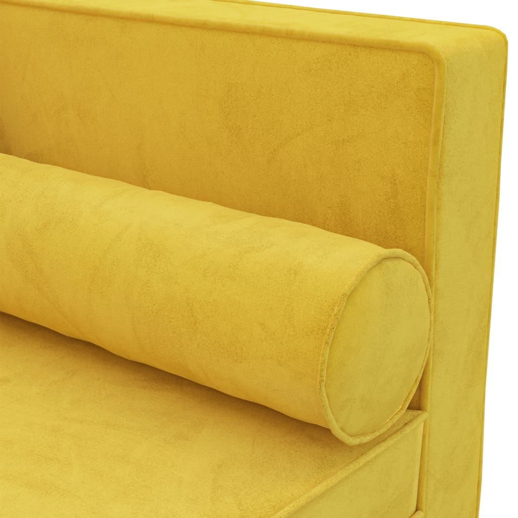 vidaXL Chaise longue avec coussins et traversin jaune velours