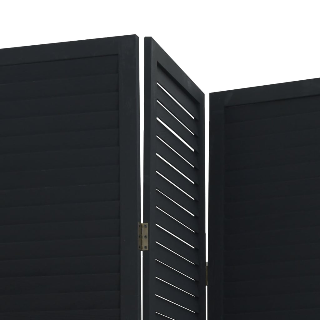 vidaXL Cloison de séparation 3 panneaux noir bois de paulownia massif