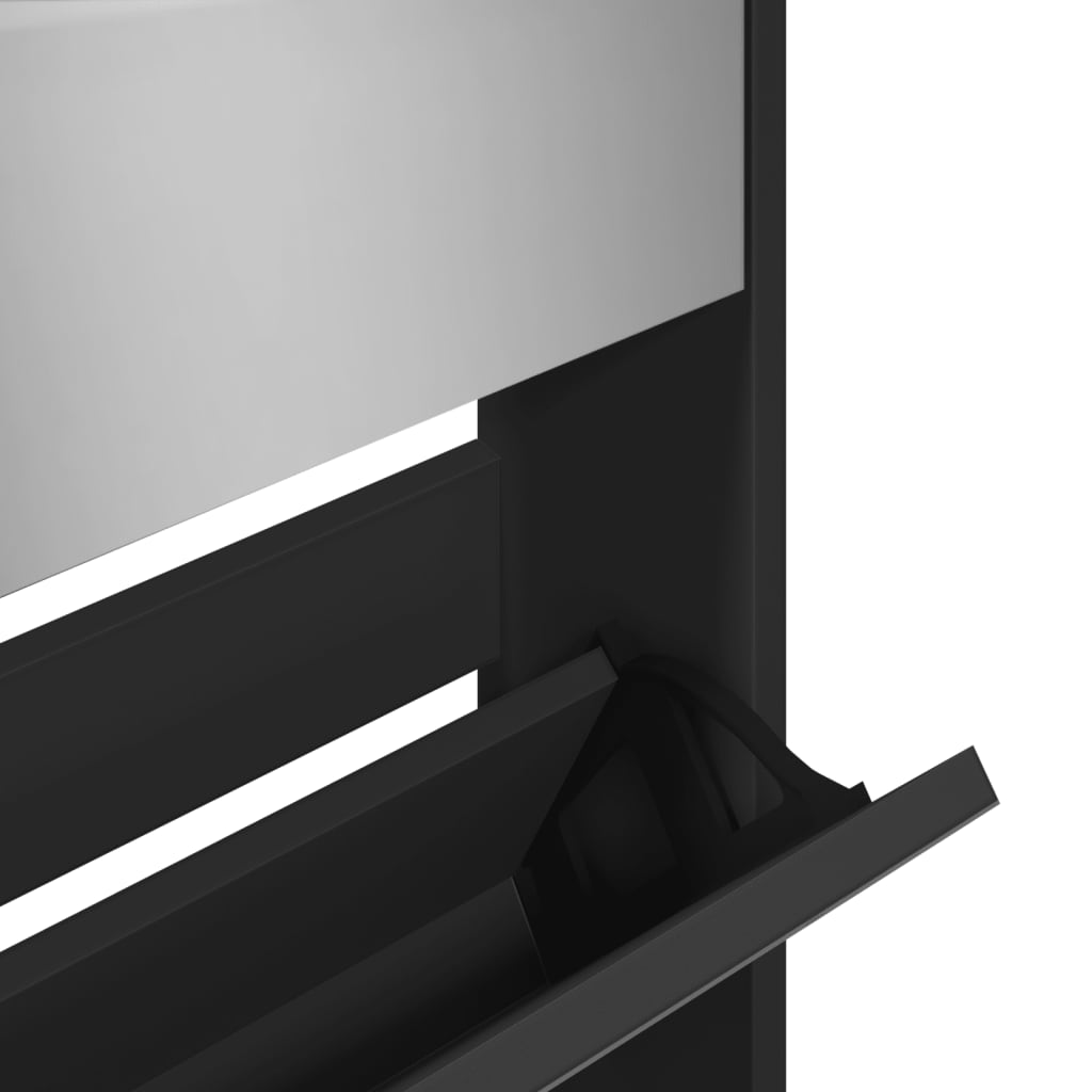 vidaXL Armoire à chaussures avec miroir 5 niveaux noir 63x17x169,5 cm