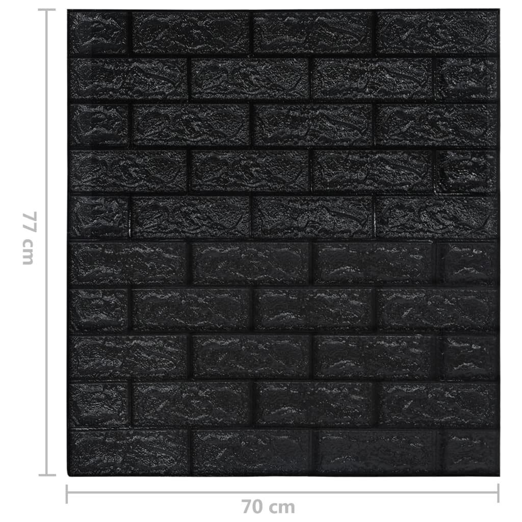 vidaXL Papier peint 3D autoadhésif Briques 40 pcs Noir