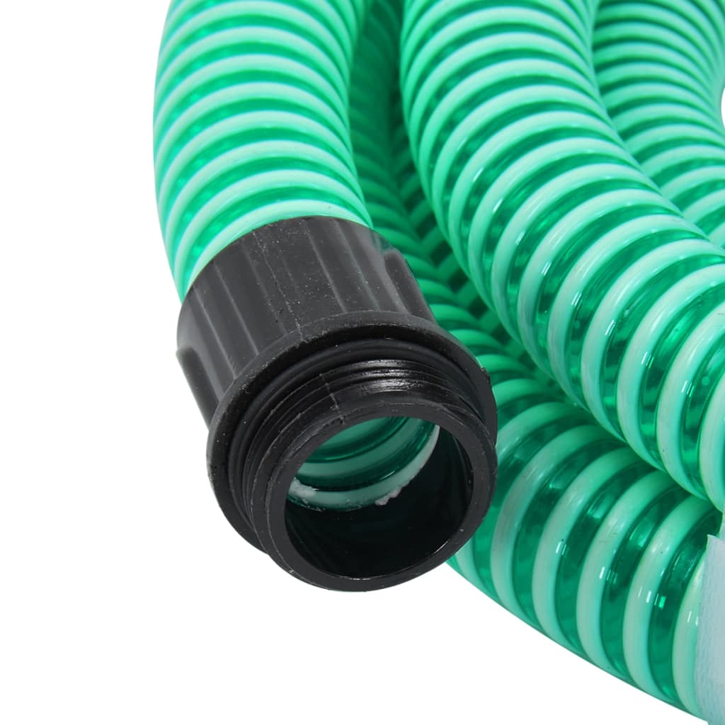 vidaXL Tuyau d'aspiration avec raccords en laiton vert 1,1" 5 m PVC
