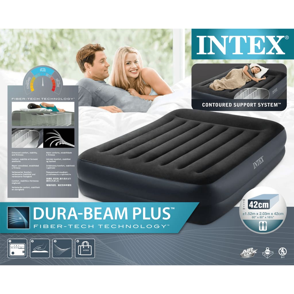 Intex Matelas gonflable Dura-Beam Plus Pillow Rest Raised Reine 42 cm