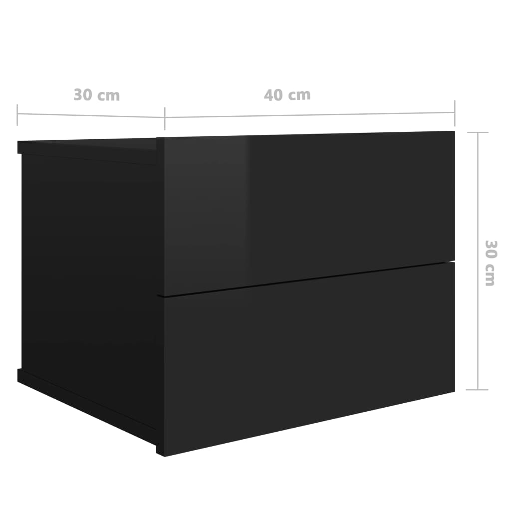 vidaXL Table de chevet Noir brillant 40x30x30 cm Bois ingénierie