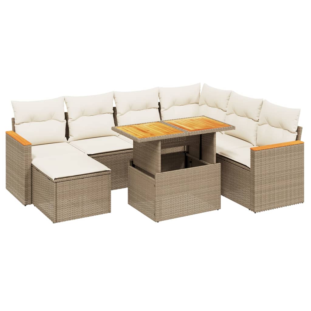 Canapé Jardin 2 Places Avec Coussins - Polyrotin Beige Résistant Aux Intempéries - Siège Avec Rangement Et Housse Lavable