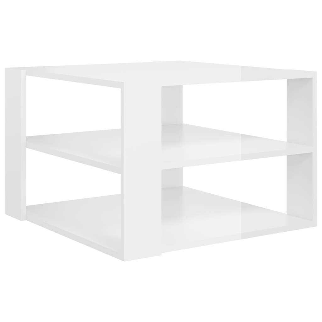 vidaXL Table basse Blanc brillant 60x60x40 cm Aggloméré
