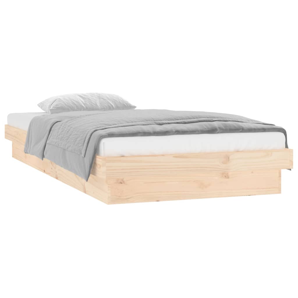vidaXL Cadre de lit à LED 75x190 cm petit simple bois massif