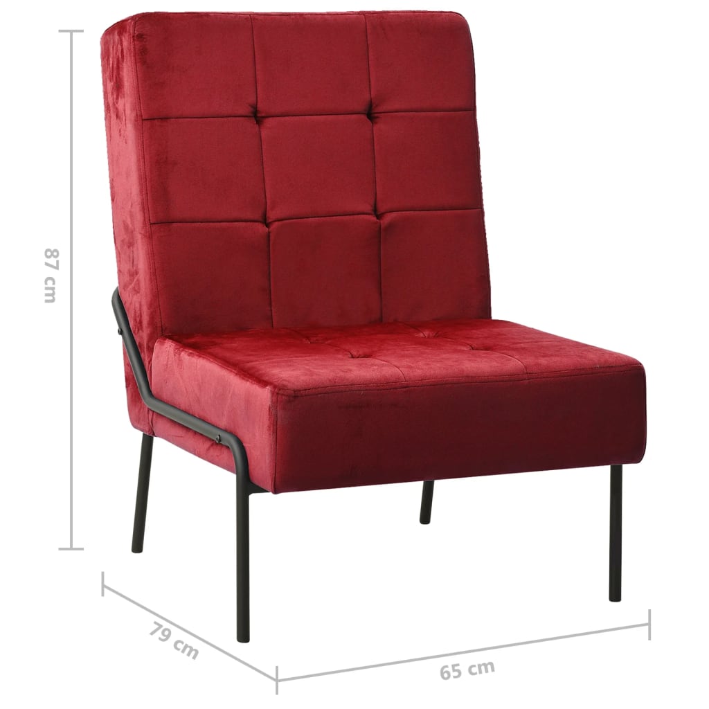 vidaXL Chaise de relaxation 65x79x87 cm Rouge bordeaux Velours