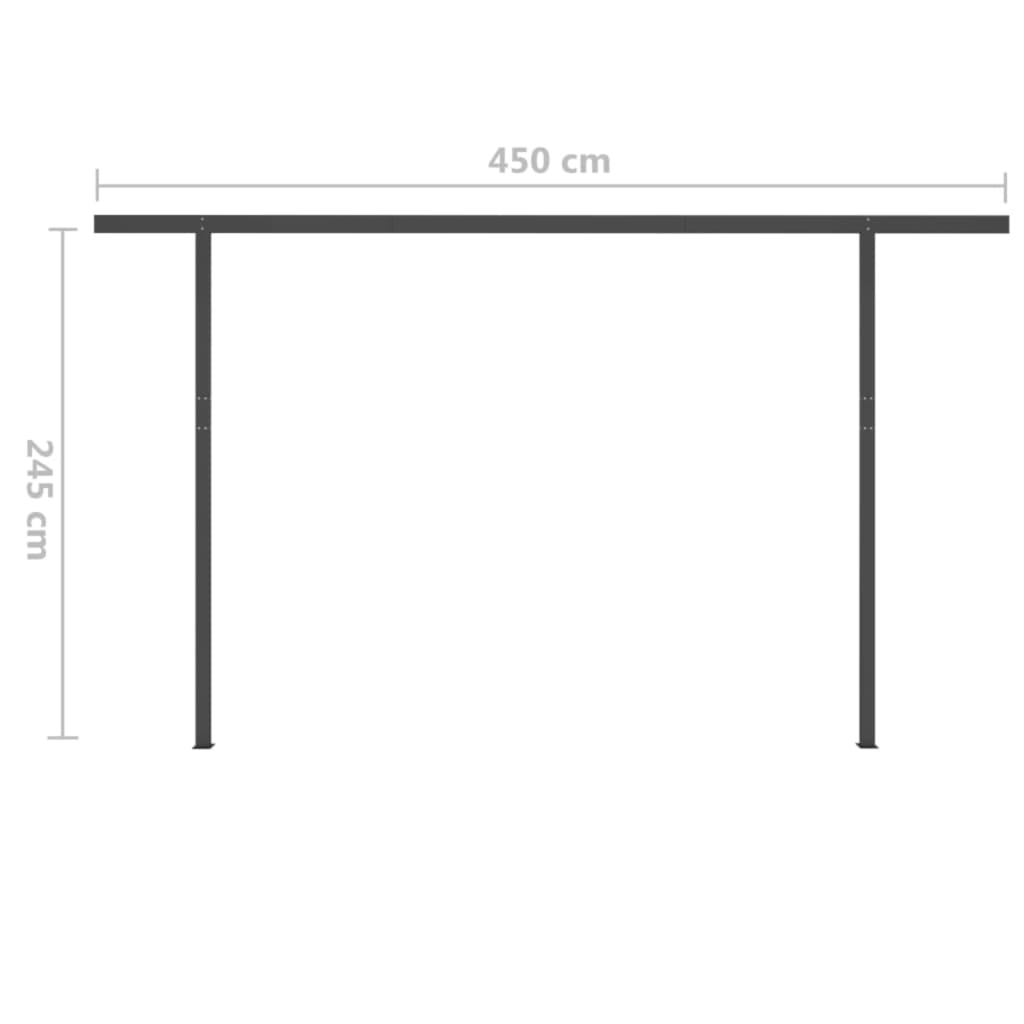 vidaXL Auvent manuel rétractable avec poteaux 4,5x3 m Jaune et blanc