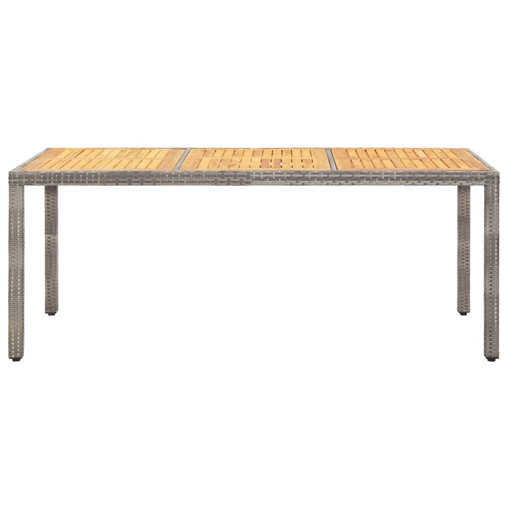 vidaXL Table de jardin Gris 190x90x75 cm Résine tressée et acacia