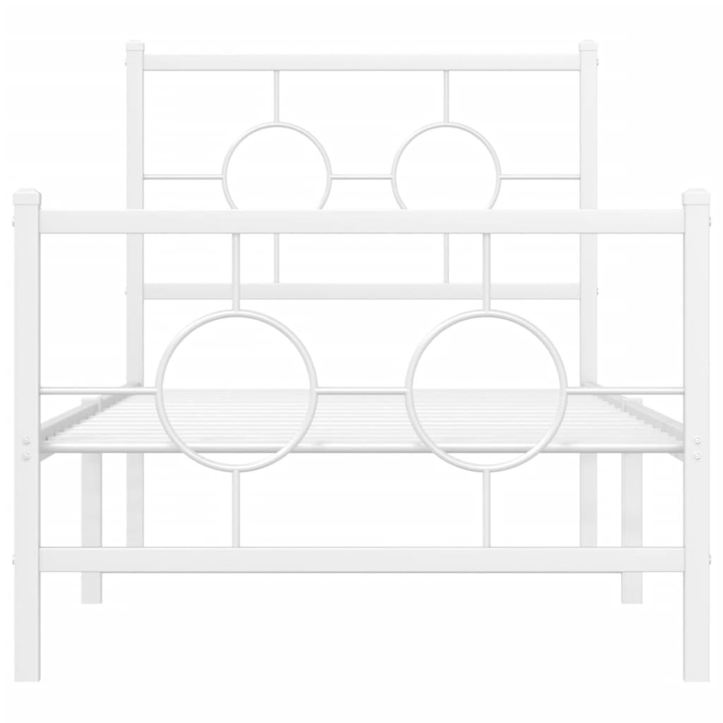 vidaXL Cadre de lit métal avec tête de lit/pied de lit blanc 75x190 cm