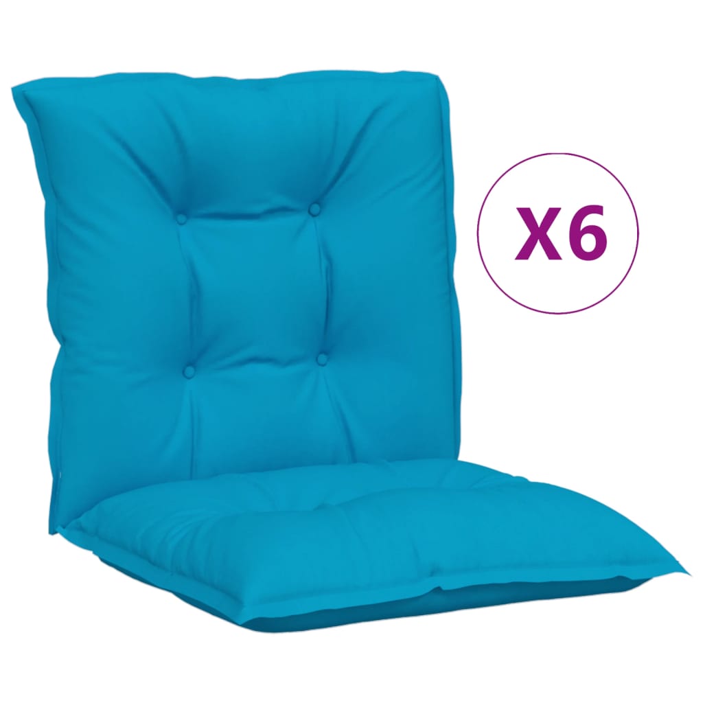 vidaXL Coussins de chaise de jardin 6 pcs Bleu 100x50x7 cm