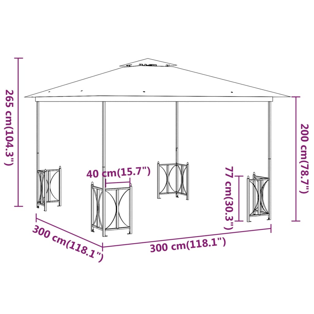 vidaXL Tonnelle avec parois et toit double 3x3 m Taupe